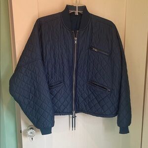 Free People Navy Quilted Sweater